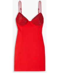 Area - Crystal-embellished Wool-blend Mini Dress - Lyst