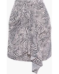 IRO - Siowa Draped Zebra-print Crepe De Chine Mini Skirt - Lyst