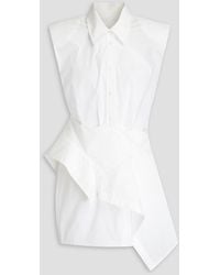Jonathan Simkhai - Catalina Draped Cotton-blend Poplin Mini Shirt Dress - Lyst