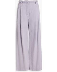 Brunello Cucinelli - Pleated Cotton And Linen-Blend Twill Wide-Leg Pants - Lyst