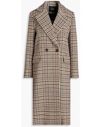 Maje - Double-breasted Houndstooth Wool-blend Tweed Coat - Lyst