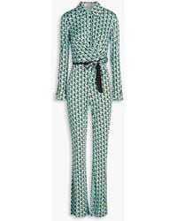 Diane von Furstenberg - Michele Printed Jersey Wide-leg Jumpsuit - Lyst