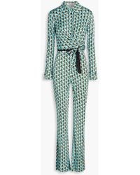 Diane von Furstenberg - Michele bedruckter jumpsuit mit weitem bein aus jersey - Lyst