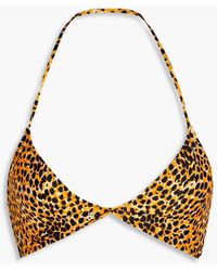 Ganni - Twist-front Leopard-print Triangle Bikini Top - Lyst