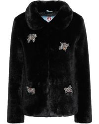 Shrimps Embellished Faux Fur Coat Black