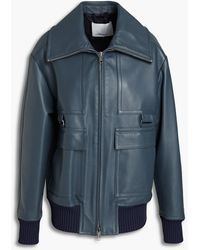 3.1 Phillip Lim Oversized Leather Bomber Jacket - Blue