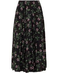 Valentino Garavani - Pleated Floral-print Silk-chiffon Midi Skirt - Lyst