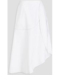 Victoria Beckham - Asymmetric Cotton-blend Poplin Midi Skirt - Lyst