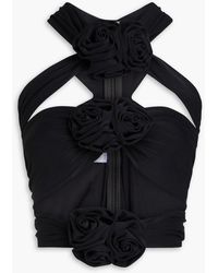Magda Butrym - Cutout Floral-Appliquéd Jersey Top - Lyst