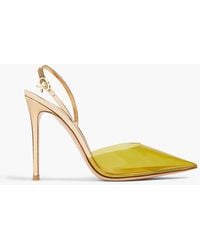 Gianvito Rossi - D'orsay Mirrored-leather And Pvc Slingback Pumps - Lyst