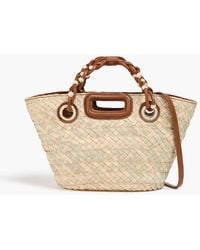 Maje - Tote bag aus stroh mit lederbesatz - Lyst