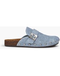 Tory Burch - Mellow Studded Printed Suede Clogs - Lyst