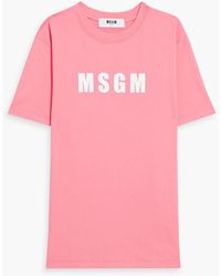 MSGM - Logo-print Cotton-jersey T-shirt - Lyst