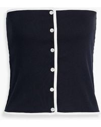 Veronica Beard - Valley Strapless Embellished Ribbed Pima Cotton-Blend Top - Lyst