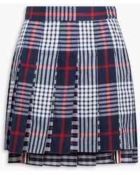 Thom Browne - Pleated Prince Of Wales Checked Cotton Mini Skirt - Lyst