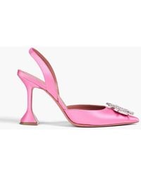 AMINA MUADDI - Begum 95 Crystal-embellished Satin Slingback Pumps - Lyst