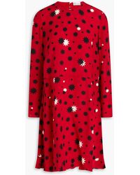 RED Valentino - Cutout Printed Silk Crepe De Chine Mini Dress - Lyst