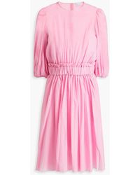 RED Valentino - Gathered Cotton-mousseline Dress - Lyst