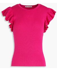 Autumn Cashmere - Ruffled Ribbed Cotton Top - Lyst