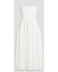 Jonathan Simkhai - Veronica Floral-Appliquéd Cotton-Voile Midi Dress - Lyst