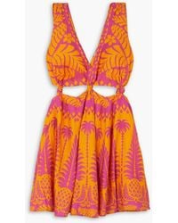 FARM Rio - Minikleid aus einer bedruckten leinenmischung mit cut-outs - Lyst