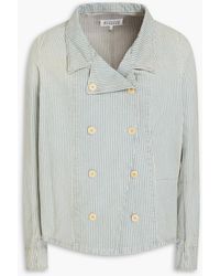 Maison Margiela - Double-breasted Faded Striped Denim Jacket - Lyst