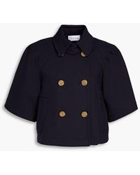 RED Valentino - Double-breasted Cropped Twill Jacket - Lyst