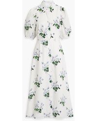 Les Rêveries - Cutout Floral-print Cotton-poplin Midi Shirt Dress - Lyst