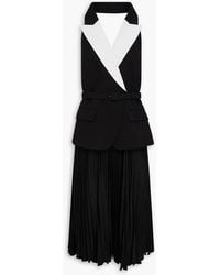 Rebecca Vallance - Emma Belted Layered Pleated Crepe Midi Dress - Lyst