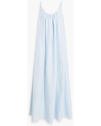 Another Tomorrow - Gathered Linen Maxi Dress - Lyst