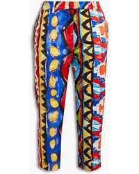 Stella Jean - Cropped Printed Stretch-cotton Tapered Pants - Lyst