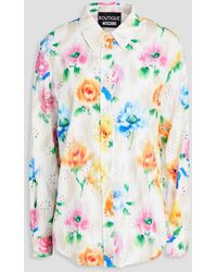 Boutique Moschino - Hemd aus baumwolle mit lochstickerei und floralem print - Lyst