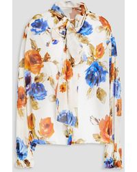 Dolce & Gabbana - Hemd aus chiffon aus einer seidenmischung mit floralem print und schluppe - Lyst