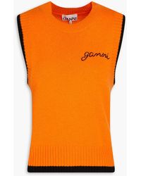 Ganni - Bead-embellished Wool And Cashmere-blend Vest - Lyst