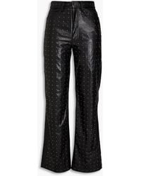 ROTATE BIRGER CHRISTENSEN - Studded Faux Leather Flared Pants - Lyst
