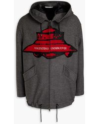 Valentino Garavani - Embroidered Brushed Wool And Cashmere-blend Felt Hoodie - Lyst