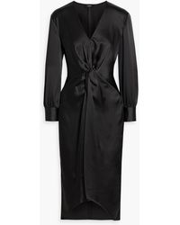 Theory - Twisted Satin Midi Dress - Lyst