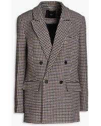 Maje - Double-breasted Houndstooth Wool-blend Tweed Blazer - Lyst