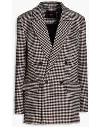 Maje - Votale Double-breasted Houndstooth Wool-blend Tweed Blazer - Lyst