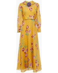 Antik Batik Ossie Embellished Printed Ramie-gauze Maxi Dress - Yellow