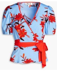 Diane von Furstenberg - Alexia Floral-print Crepe De Chine Wrap Top - Lyst