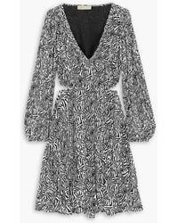 MICHAEL Michael Kors - Cutout Pleated Zebra-print Georgette Mini Dress - Lyst