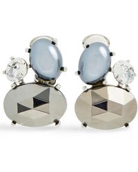 Kenneth Jay Lane - Tone, Faux Pearl And Crystal Clip Earrings - Lyst