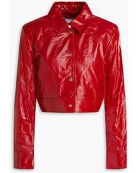 IRO - Cropped Crinkled Leather Jacket - Lyst