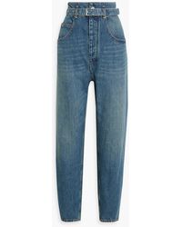 Isabel Marant - Belted Faded High-rise Tapered Jeans - Lyst