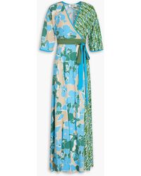 Diane von Furstenberg Sasha Pleated Ruffle Wrap Dress in Blue Lyst