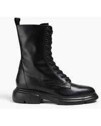 Emporio Armani - Leather Combat Boots - Lyst