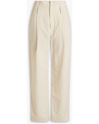 Brunello Cucinelli - Pleated Linen And Cotton-blend Tapered Pants - Lyst