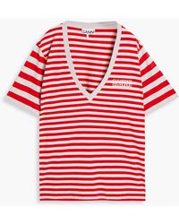 Ganni - Striped Printed Organic Cotton-jersey T-shirt - Lyst