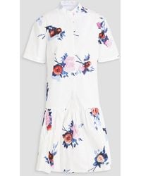 Erdem - Floral-print Cotton-poplin Mini Dress - Lyst